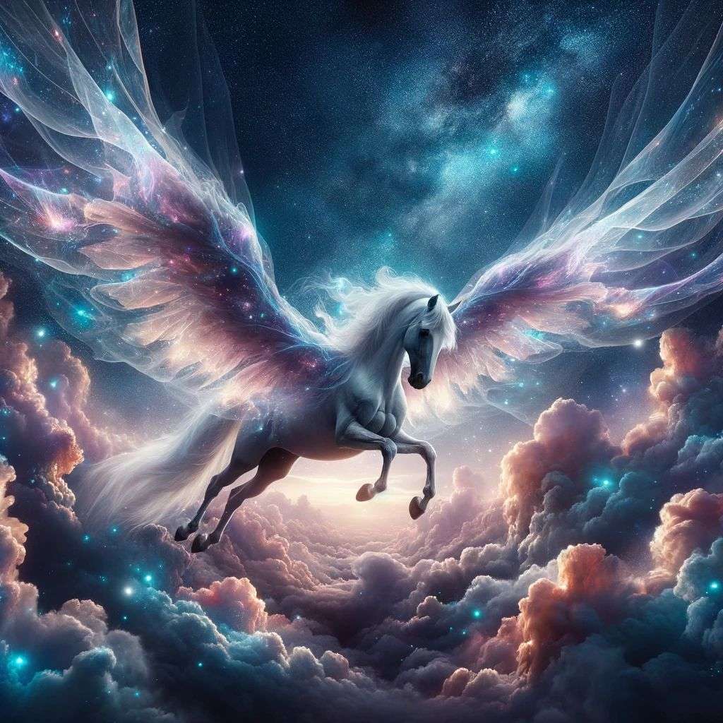 a horse, digital art, ethereal